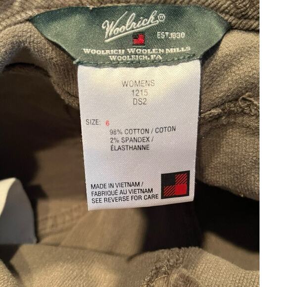 Woolrich Corduroy Straight Leg Pants Olive Green Size 6 - Picture 5 of 6